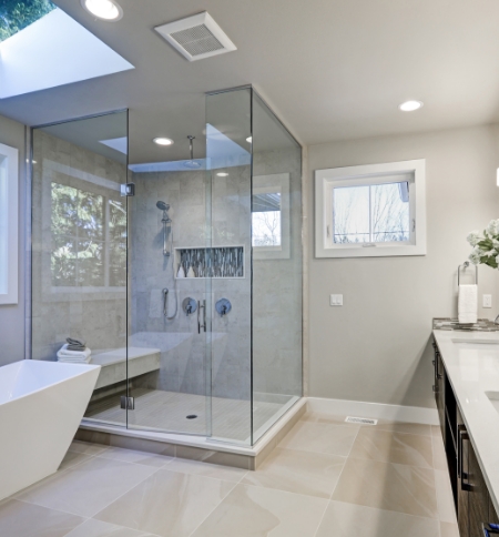 residential bathroom glass enclosure