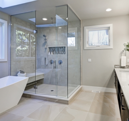 bathroom shower glass enclosure